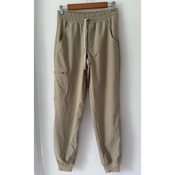 Figs Zamora High Waisted FIONLITE Lined Tan Jogger Scrub Pants size XS - Picture 3 of 16